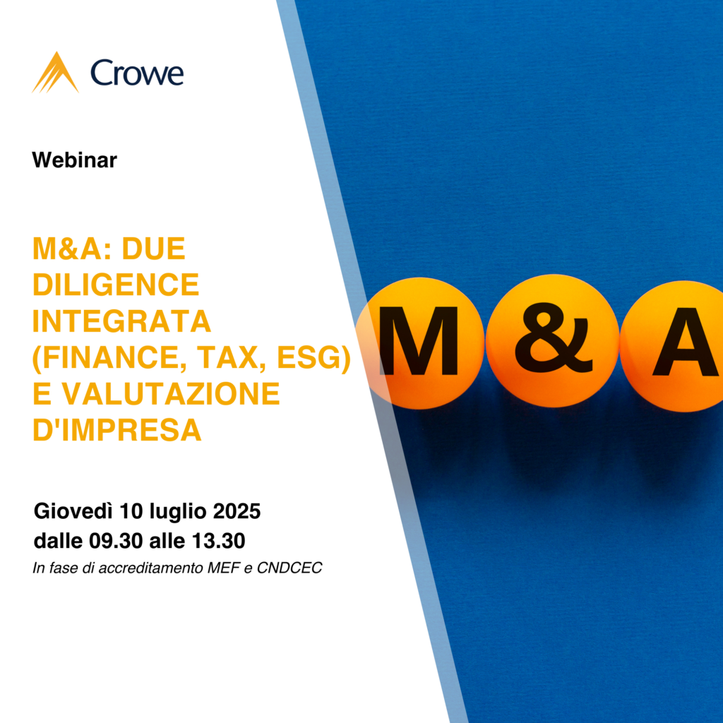 M&A: Due Diligence Integrata (Finance, Tax, ESG) e Valutazione d'Impresa